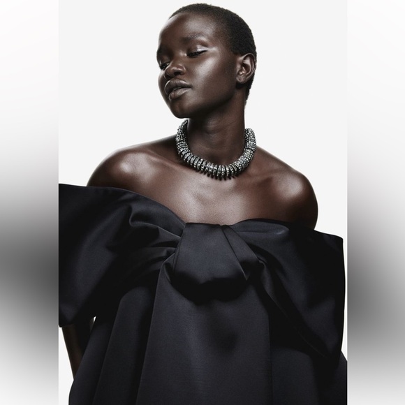 H&M BOW-FRONT SATIN MINI DRESS - Picture 5 of 12